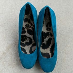 Teal suede heels